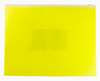 Папка на молнии ZIP Бюрократ Double Neon DNEBPM5AYEL A5 полипропилен 0.15мм желтый карм.для визит. цвет молнии белый