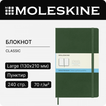 Блокнот Moleskine CLASSIC QP066K15 Large 130х210мм 240стр. пунктир твердая обложка зеленый