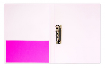 Папка метал.зажим Бюрократ Double Neon DNE07CPINK A4 пластик 0.7мм кор.27мм карм.прод.внут. розовый