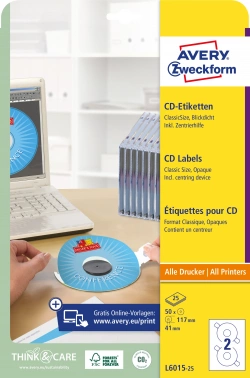 Этикетки Avery Zweckform CD/DVD