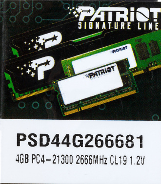 Память DDR4 4Gb 2666MHz Patriot  PSD44G266681