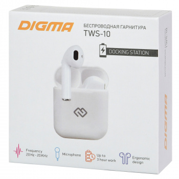Гарнитура вкладыши Digma TWS-10