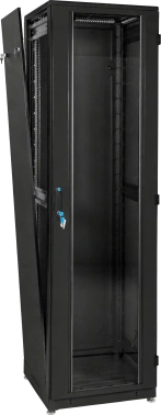Шкаф серверный ЦМО (ШТК-М-42.6.10-1ААА-9005) напольный 42U 600x1000мм пер.дв.стекл задн.дв.стал.лист 2 бок.пан. направл.под закл.гайки 1010кг черный 855мм 133кг 180град. 2030мм IP20