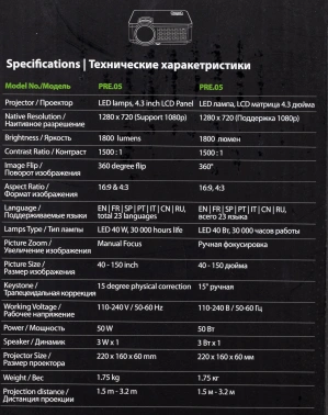Проектор Cactus CS-PRE.05B.WXGA