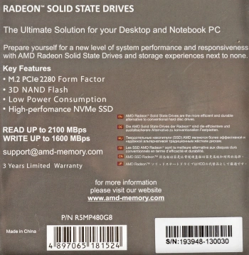 Накопитель SSD AMD PCIe 3.0 x4 480GB R5MP480G8