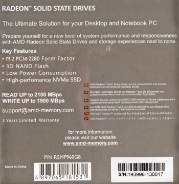 Накопитель SSD AMD PCIe 3.0 x4 960GB R5MP960G8