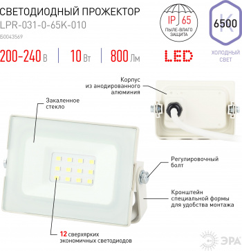 Прожектор уличный Эра Eco Slim  LPR-031-0-65K-010