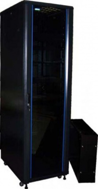 Шкаф серверный Lanmaster (TWT-CBB-22U-6X8-G1) напольный 22U 600x800мм пер.дв.стекл задн.дв.двуст. 2 бок.пан. 800кг черный IP20