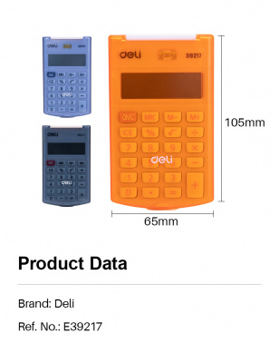 Калькулятор карманный Deli E39217/OR