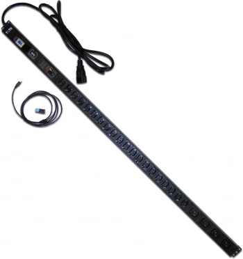 Блок распределения питания Lanmaster TWT-PDVM-4C9-20C3-I9 верт.размещ. 4xC19 20xC13 с мониторингом 32A IEC 309 3м