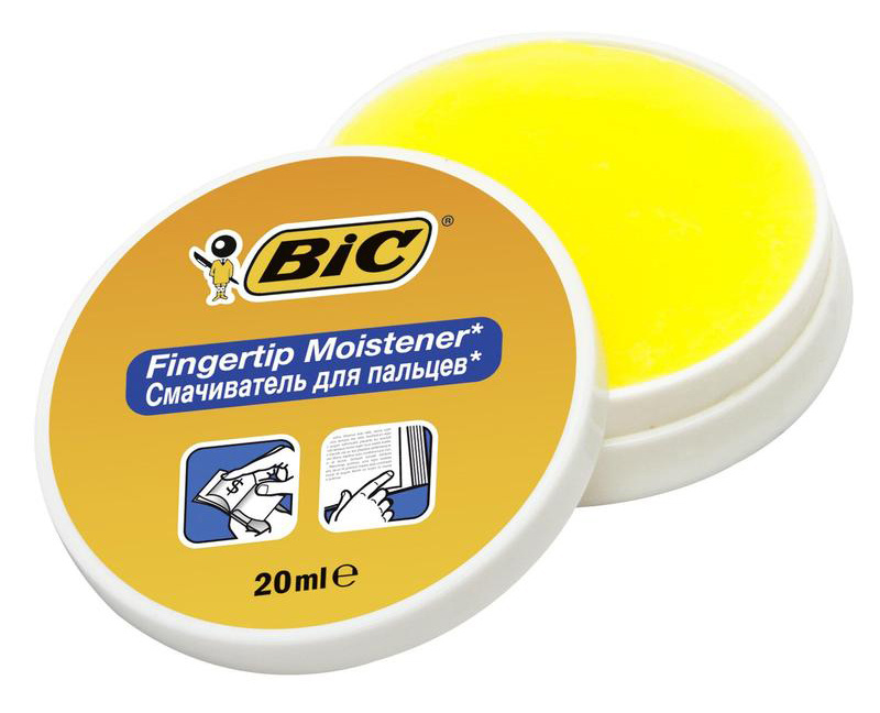 Подушка для смачивания пальцев Bic 897178 гелевая 197мм желтый резина картонная коробка 114гр