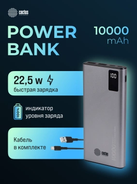 Мобильный аккумулятор Cactus  CS-PBFSLT-10000