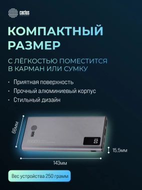 Мобильный аккумулятор Cactus  CS-PBFSLT-10000