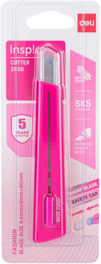 Нож канцелярский Deli E2038PINK 80мм шир.лез.9мм розовый блистер