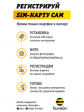 Карта SIM БиЛайн Умные вещи Вся Россия. Домашний регион Москва.