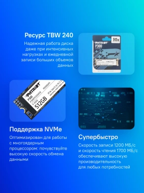 Накопитель SSD Patriot PCIe 3.0 x4 512GB P300P512GM28