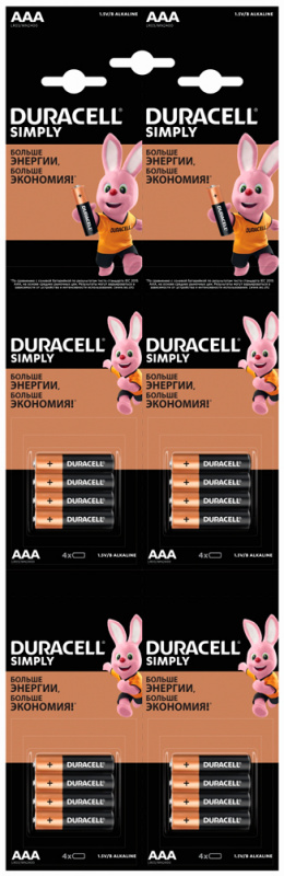 Батарея Duracell Simply LR03-4BL MN2400