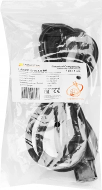 Шнур питания Lanmaster LAN-PP13/14-1.8-BK