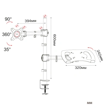 Кронштейн для монитора/ноутбука Cactus CS-VM-LH07-AL