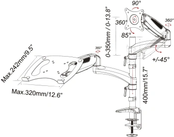Кронштейн для монитора/ноутбука Cactus CS-VM-LH08-BK