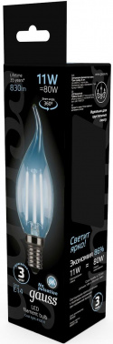 Лампа филам. Gauss Filament 11Вт цок.:E14 свеча 220B св.свеч.бел.нейт. CF35 (упак.:1шт) (104801211)