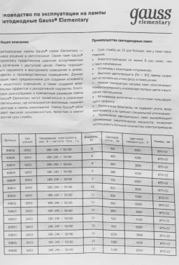 Лампа светодиодная Gauss Elementary  GX53