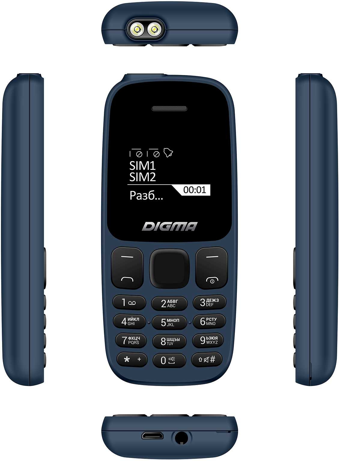 Мобильный телефон Digma A106 Linx 32Mb синий моноблок 2Sim 1.44