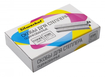 Скобы для степлера 23/8 Silwerhof оцинкованные кор.карт. (упак.:1000шт.)