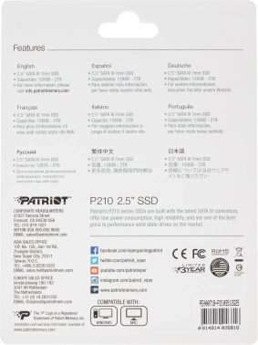 Накопитель SSD Patriot SATA-III 512GB P210S512G25