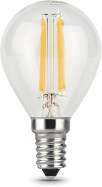 Лампа филам. Gauss Filament 11Вт цок.:E14 шар 220B 4100K св.свеч.бел.нейт. (упак.:10шт) (105801211)