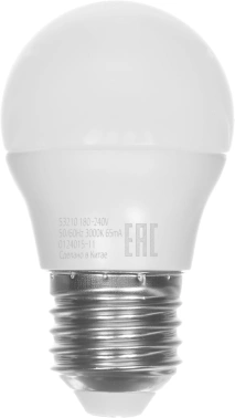 Лампа светодиодная Gauss Elementary 10Вт цок.:E27 шар 220B св.свеч.бел.теп. (упак.:1шт) (53210)