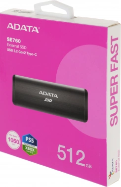 Накопитель SSD A-Data USB-C 512GB ASE760-512GU32G2-CBK SE760