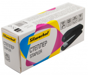 Степлер Silwerhof 24/6 26/6 (20листов) черный 100скоб пластик закрытый/открытый