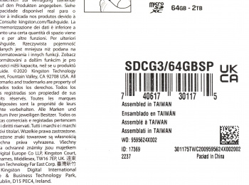 Флеш карта microSDXC 64GB Kingston  SDCG3/64GBSP