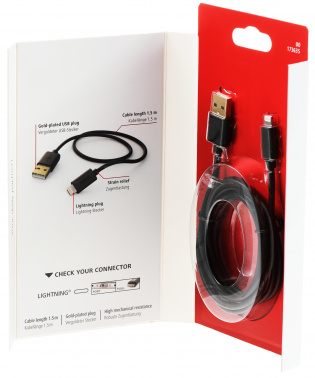Кабель Hama 00173635 USB (m)-Lightning (m) 1.5м черный