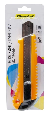 Нож канцелярский Silwerhof шир.лез.18мм фиксатор усиленный пластик ассорти блистер