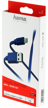 Кабель Hama 00187226 USB (m)-micro USB (m) 1м синий плоский