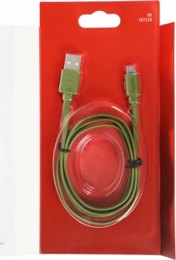 Кабель Hama 00187228 USB (m)-micro USB (m) 1м зеленый плоский