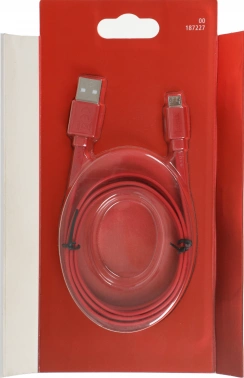 Кабель Hama 00187227 USB (m)-micro USB (m) 1м красный плоский