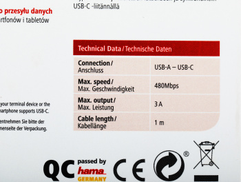 Кабель Hama 00187231 USB (m)-USB Type-C (m) 1м зеленый плоский