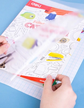 Пленка Deli EH830 Macaron для книги (набор 10шт) ПП 80мкм гладкая прозр. 360х500мм