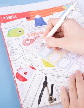 Пленка Deli EH830 Macaron для книги (набор 10шт) ПП 80мкм гладкая прозр. 360х500мм