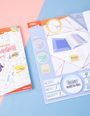 Пленка Deli EH830 Macaron для книги (набор 10шт) ПП 80мкм гладкая прозр. 360х500мм