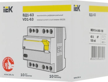 Выключатель дифф.тока УЗО IEK MDV10-4-040-100  ВД1-63