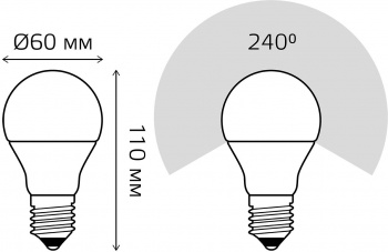 Лампа светодиодная Gauss Elementary 7Вт цок.:E27 груша 220B 6500K св.свеч.бел.хол. A60 (упак.:10шт) (23237A)