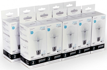 Лампа светодиодная Gauss Elementary 25Вт цок.:E27 груша 220B св.свеч.бел.нейт. A67 (упак.:10шт) (73225)