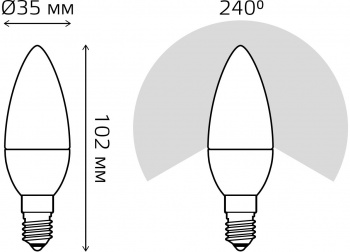 Лампа светодиодная Gauss Elementary 6Вт цок.:E14 свеча 220B 6500K св.свеч.бел.хол. C37 (упак.:10шт) (33136)