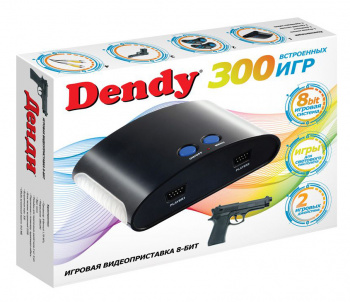 Игровая консоль Dendy черный +свет.пист. в комплекте: 300 игр