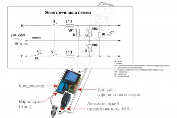 Сетевой фильтр Powercube SPL(5+1)-16B-P-3М-WHITE