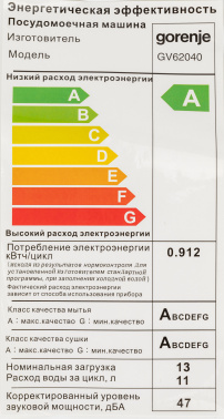 Посудомоечная машина встраив. Gorenje GV62040